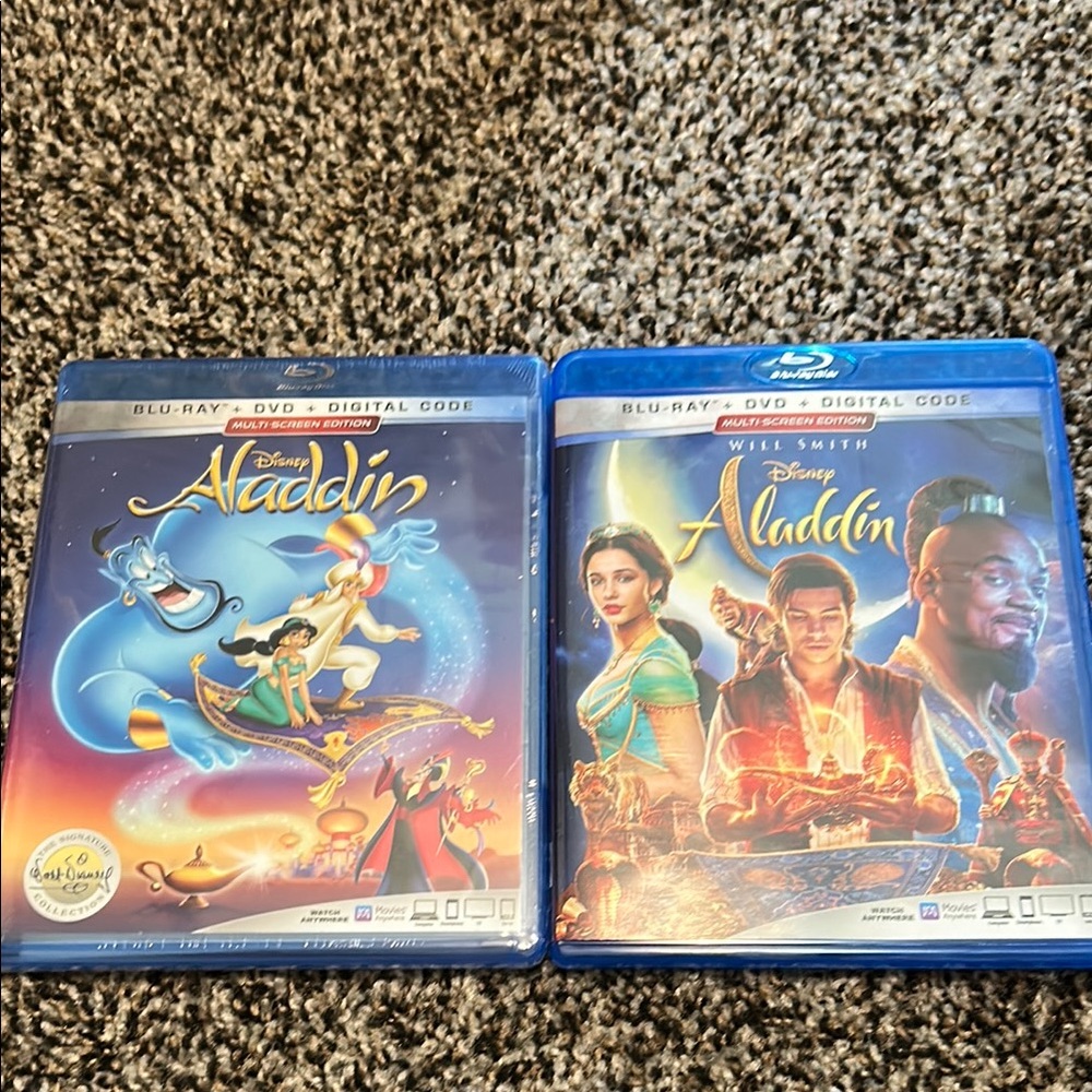 Disney Aladdin Blu-ray and DVD Set Animated and Live Action set